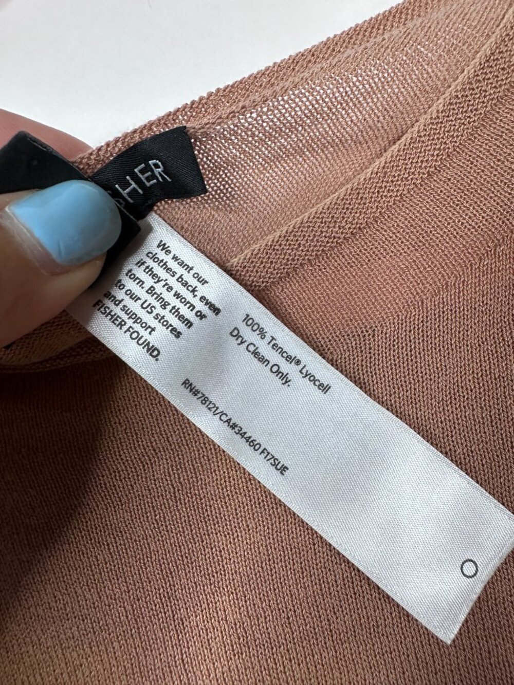 Eileen Fisher Long Sleeve Crop Top Tan Medium #A2047 - Picture 5 of 6